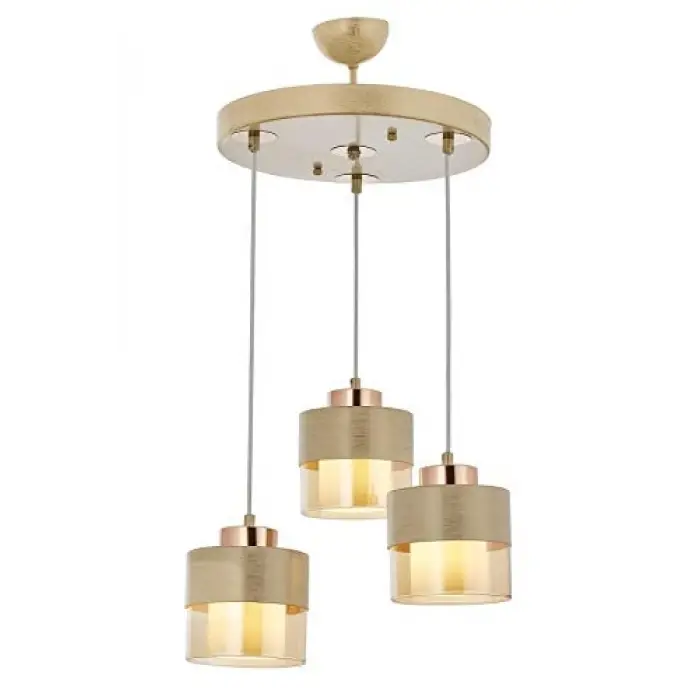AV-60193-3T-Krm Krem Boyalı Modern Avize, E27, Metal Cam, 40 cm