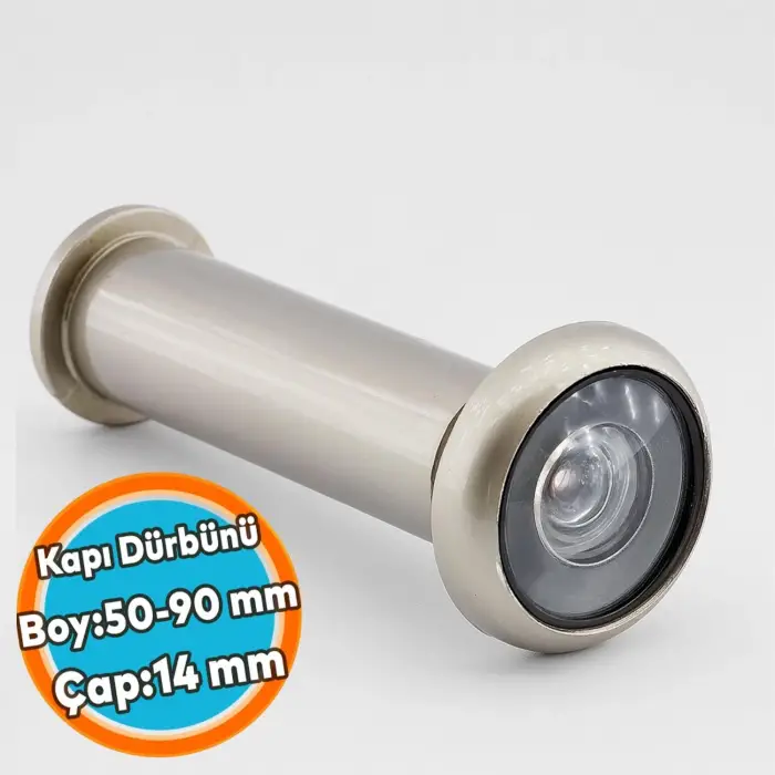 Ayarlanabilir Kapı Dürbünü Çelik Kapı Saten 50-90 mm Çap 14 mm
