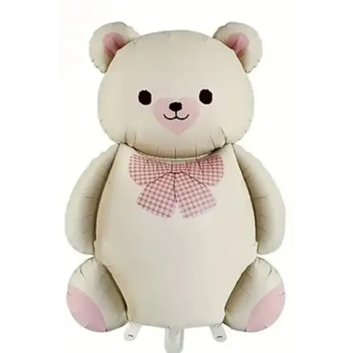Ayıcık Teddy Folyo Balon Pembe Papyonlu