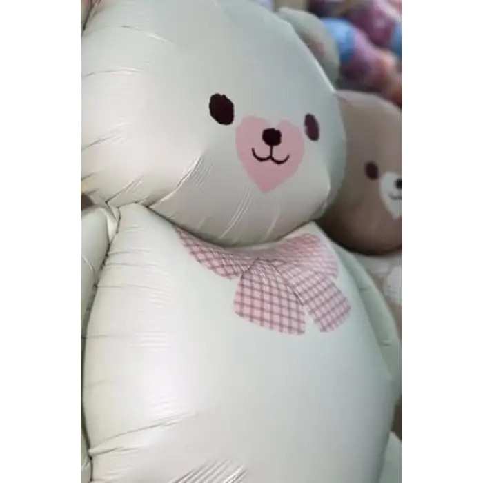 Ayıcık Teddy Folyo Balon Pembe Papyonlu