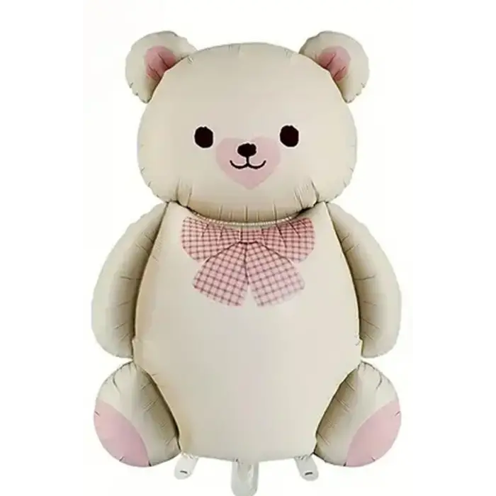 Ayıcık Teddy Folyo Balon Pembe Papyonlu