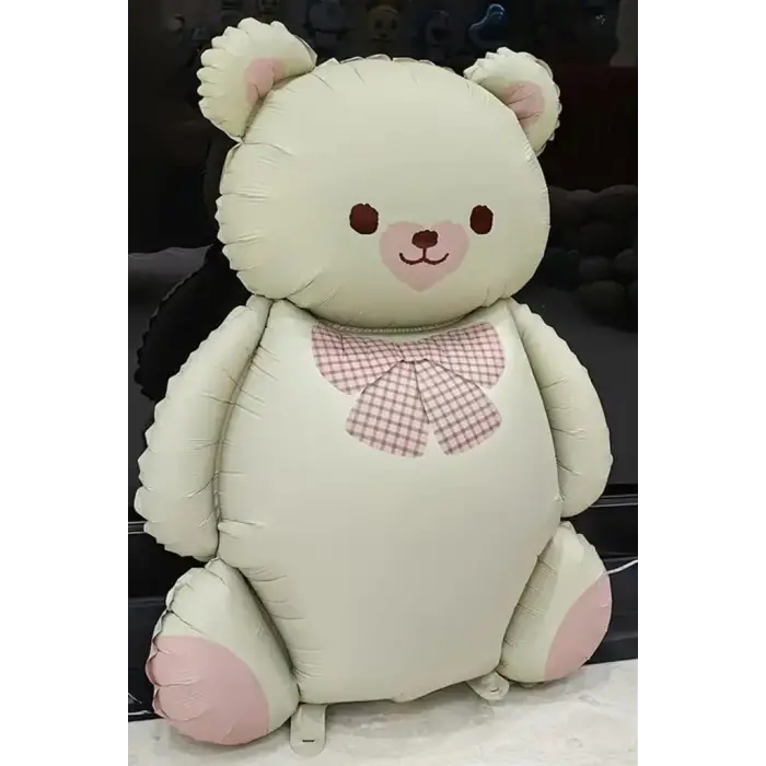 Ayıcık Teddy Folyo Balon Pembe Papyonlu