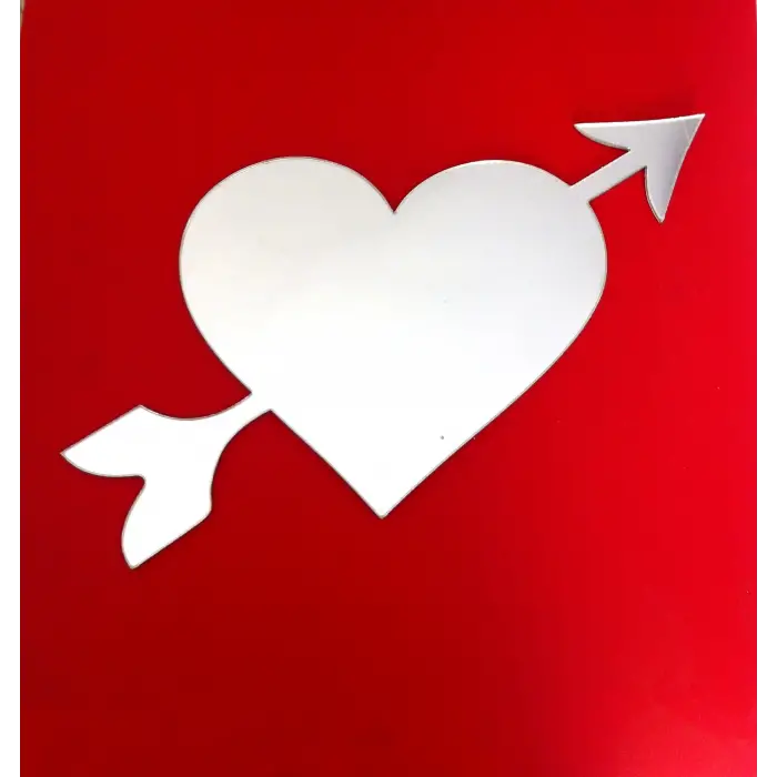 Aynalı Duvar Süsü (sticker) Kalp Şekilli
