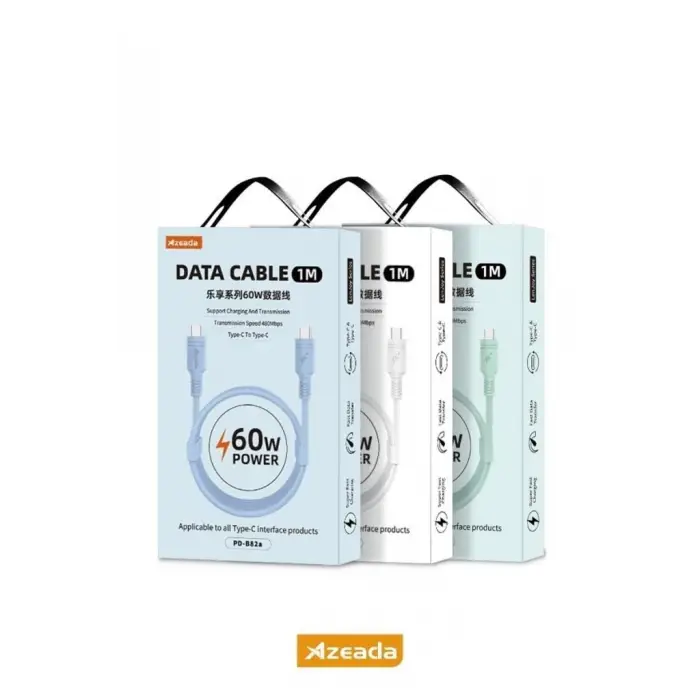 Azeada 60W Type-C to Type-C Şarj ve Data Kablosu 1m Yeşil PD-B82AY(Yeşil, Type-C to Type-C)