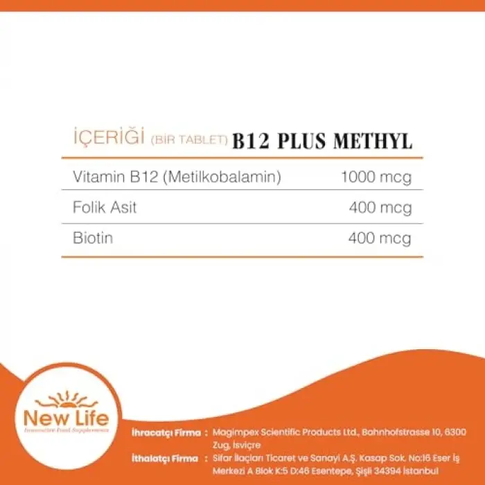 B12 Plus Methylcobalamin Folik Asit Biotin