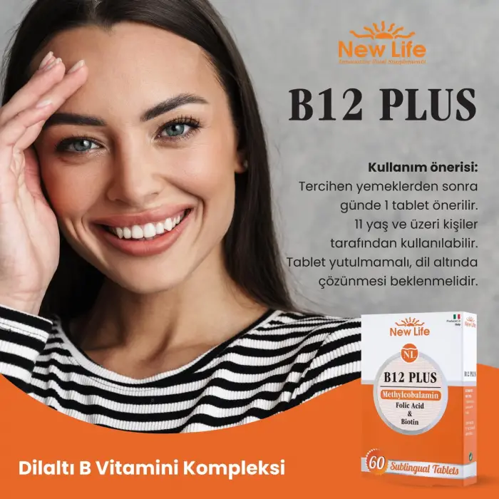 B12 Plus Methylcobalamin Folik Asit Biotin