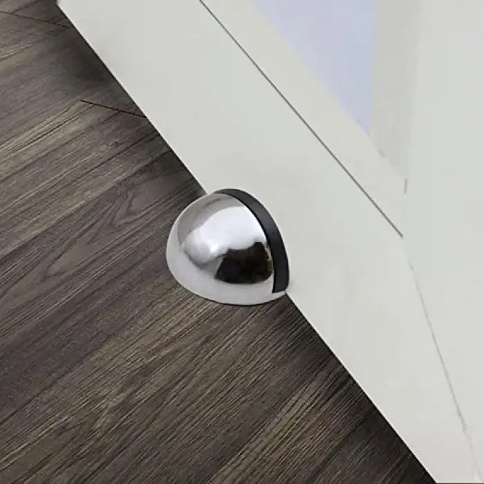 Badem10 Yarımay Kapı Stoperi, Kapı Stopu Krom, Tamponu Kendinden Yapışkanlı