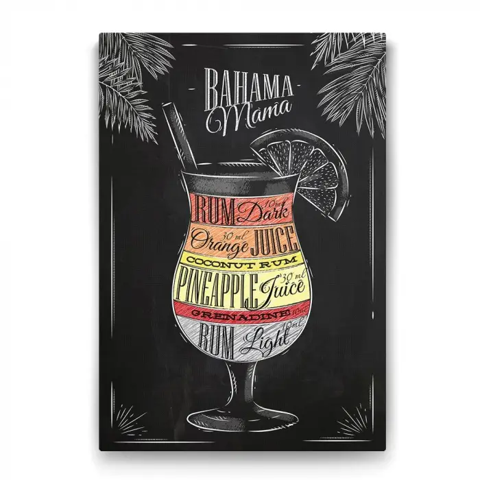 Bahama Mama Kokteyl Tarifi Tablosu - 60x90cm