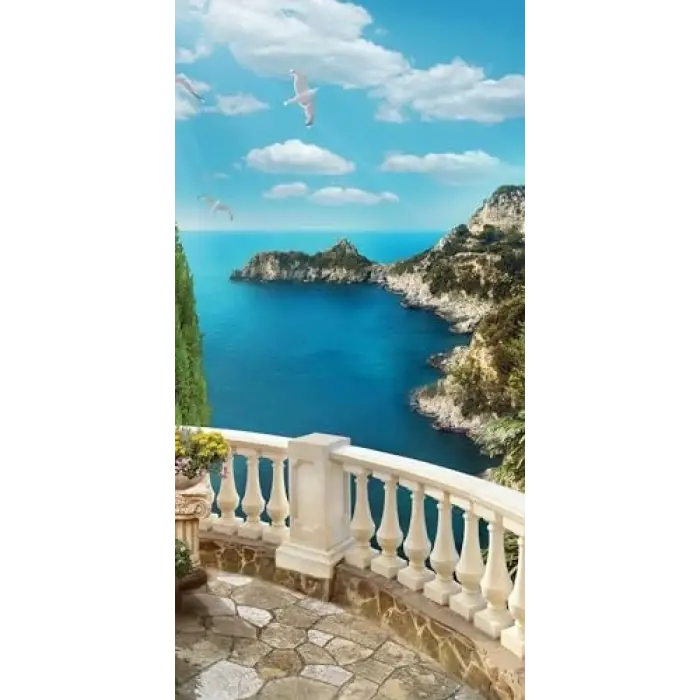 Balkon Deniz Desenli Kapı Giydirme Sticker Folyosu
