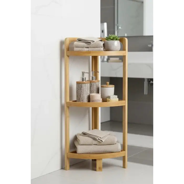 Bambu 3 Katlı Köşe Raf