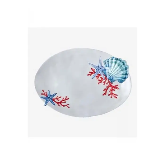 Bambu Beyaz Melamin Servis Tabağı 43 Cm