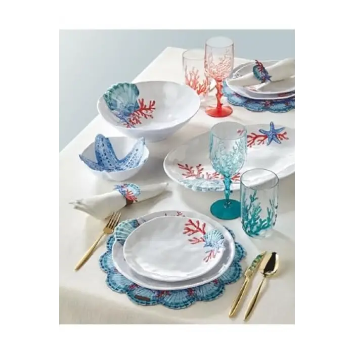 Bambu Beyaz Melamin Servis Tabağı 43 Cm