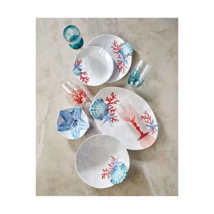Bambu Beyaz Melamin Servis Tabağı 43 Cm