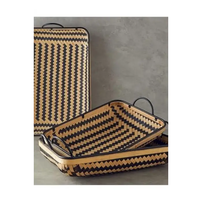 Bambu Dekoratif Tepsi, Natural-Siyah