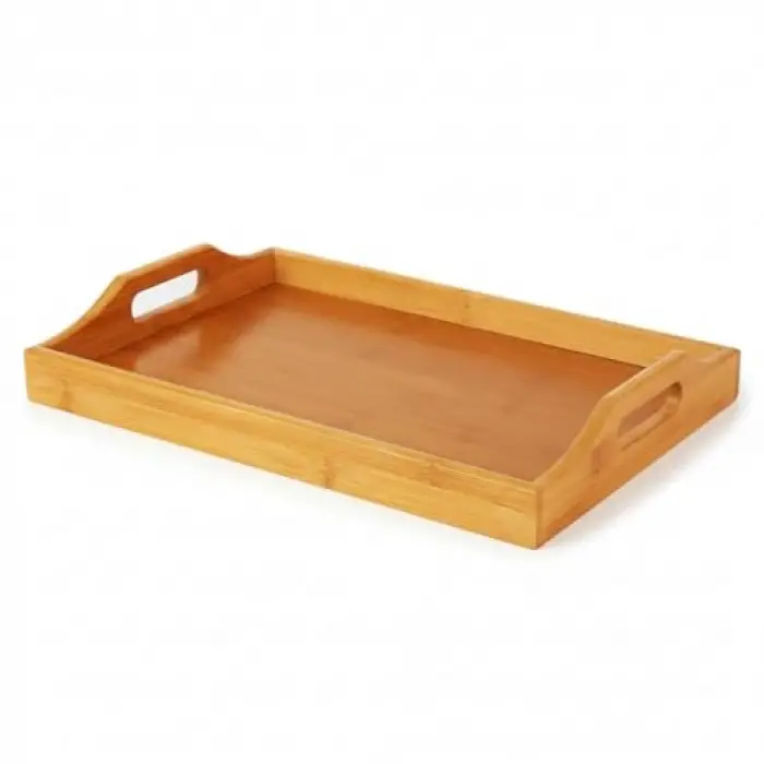 Bambu Dikdörtgen Sunum Tepsi 33x22x5 cm, Sofra Tepsisi, Çay Tesisi, Bambu Daire Tepsi
