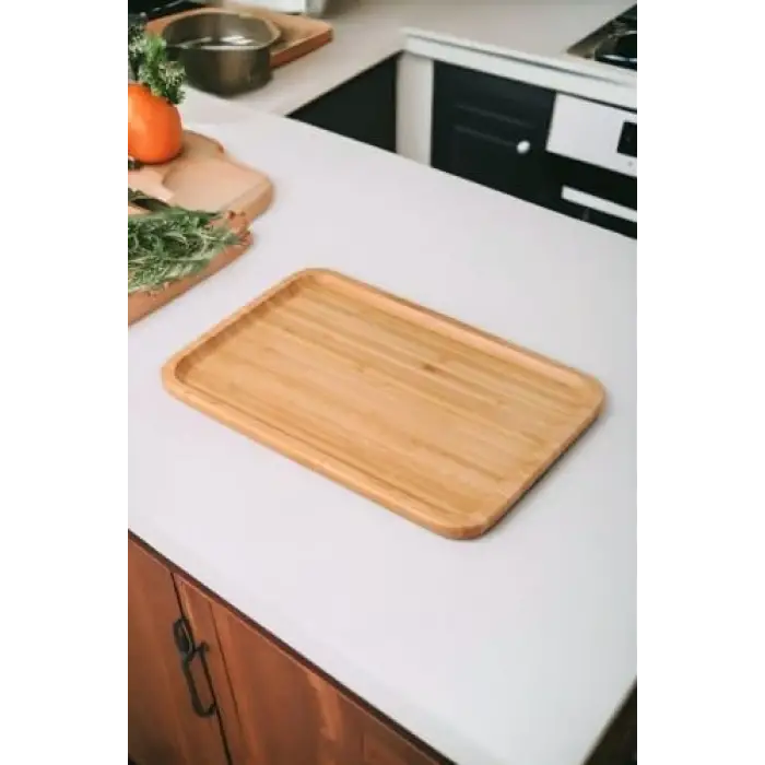 Bambu Lüx Dikdörtgen Büyük Servis-Sunum Tabağı 30x20x1,8 cm
