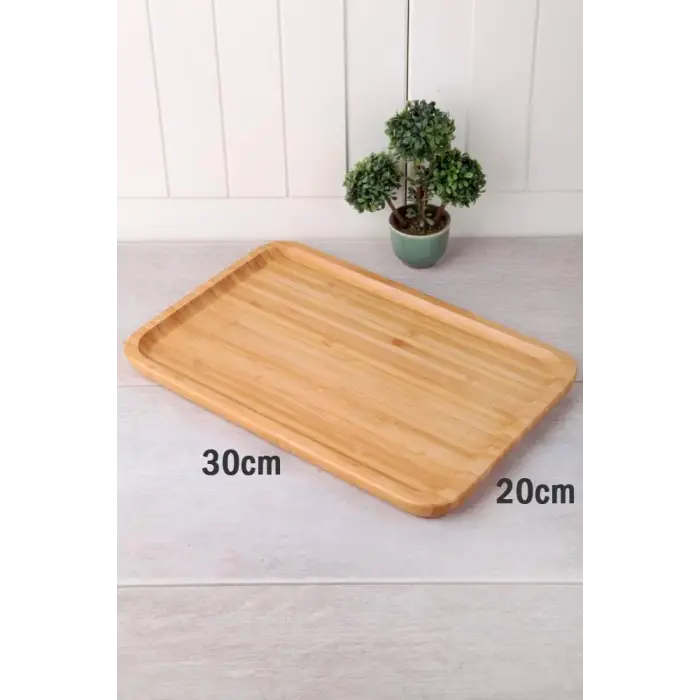 Bambu Lüx Dikdörtgen Büyük Servis-Sunum Tabağı 30x20x1,8 cm