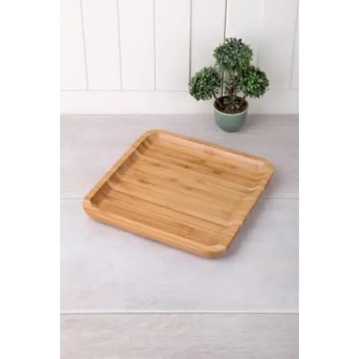 Bambu Lüx Kare Servis 20 * 20cm, Bambu Sunumluk & Çerezlik Kare Sunum Tabağı