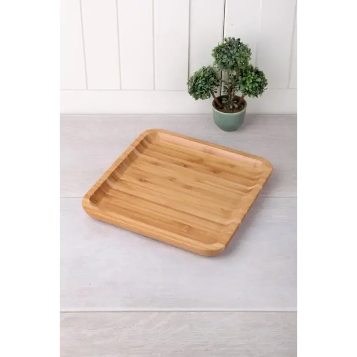 Bambu Lüx Kare Servis 20 * 20cm, Bambu Sunumluk & Çerezlik Kare Sunum Tabağı