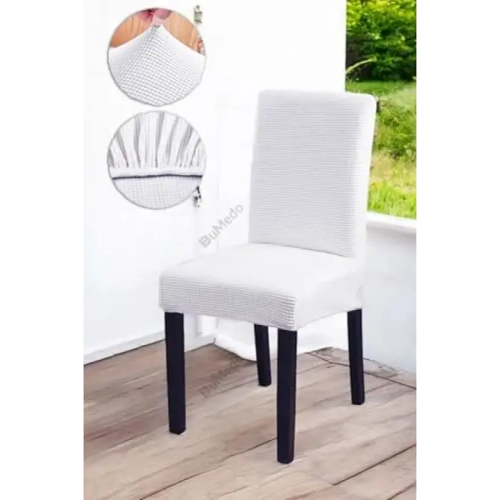 Bambu Sandalye Örtüsü 6 Adet Beyaz