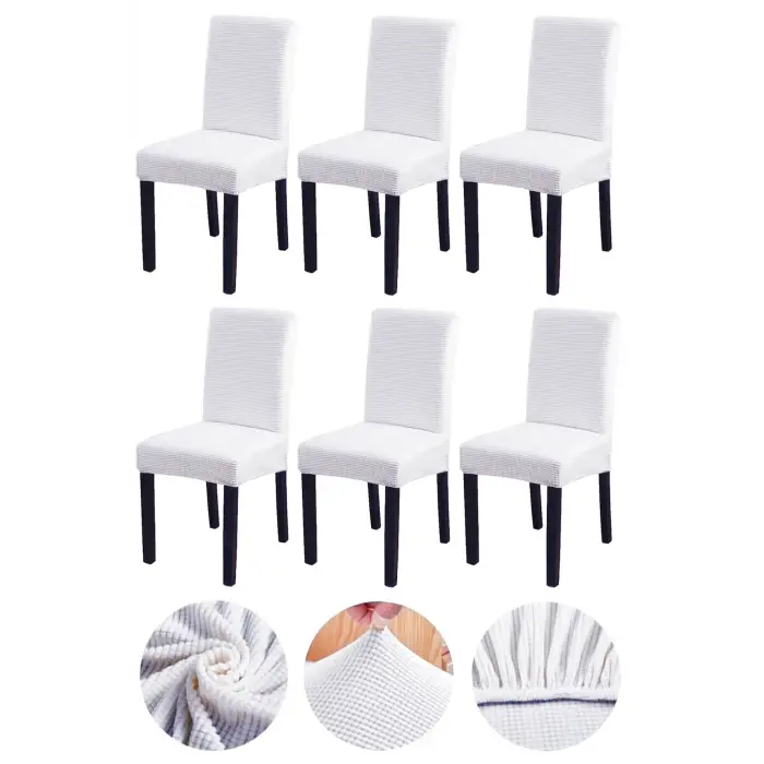 Bambu Sandalye Örtüsü 6 Adet Beyaz