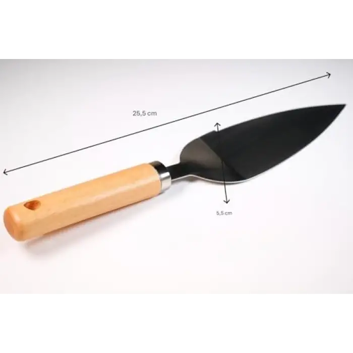 Bambu Saplı Paslanmaz Çelik Pasta Servis Spatulası, Tırtıklı Kenarlı