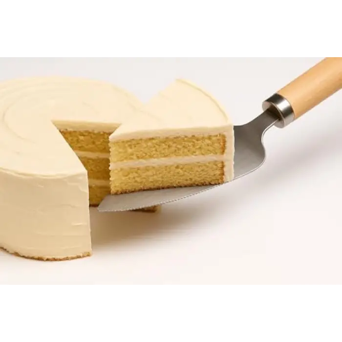 Bambu Saplı Paslanmaz Çelik Pasta Servis Spatulası, Tırtıklı Kenarlı
