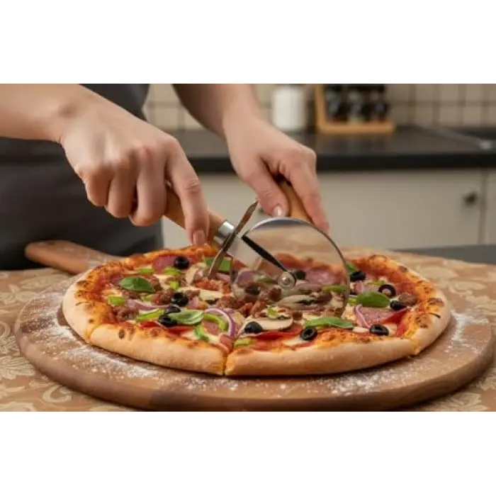 Bambu Saplı Pizza Dilimleyici, Velor Home.