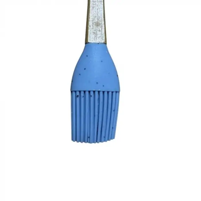 Bambu Saplı Silikon Kaşık Seti, Mavi ve Mor, 5 Parça, Spatula ve Fırça Dahil