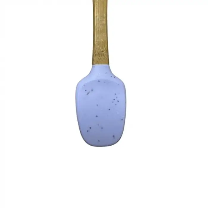 Bambu Saplı Silikon Kaşık Seti, Mavi ve Mor, 5 Parça, Spatula ve Fırça Dahil
