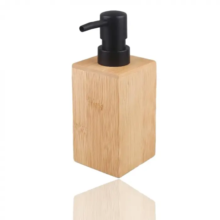 Bambu Sıvı Sabunluk, Modern Siyah Pompalı, 17x7x7 cm