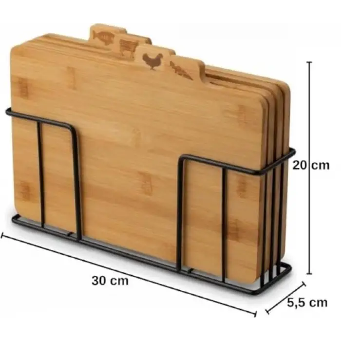 Bambu Standlı Kesme Tahtası 4lü Set - M7B11