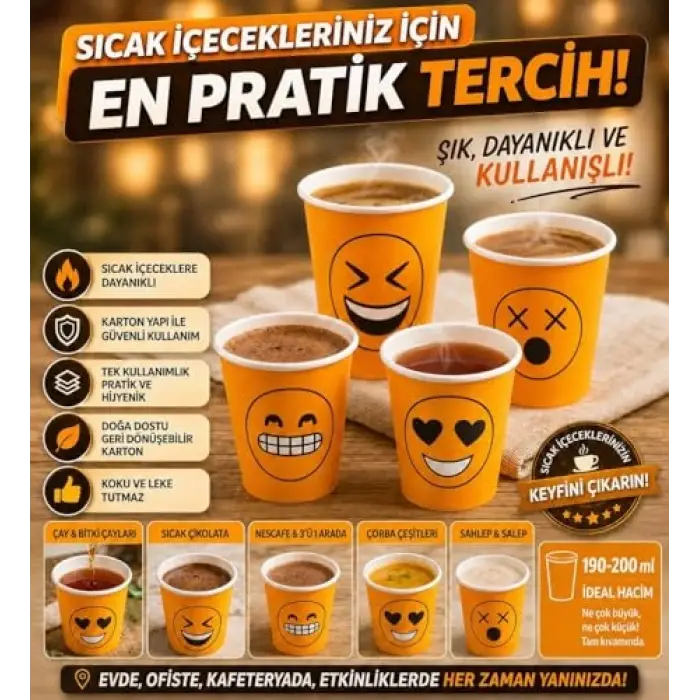 Bardak, 7 oz Karton 300 adet Karışık Desen
