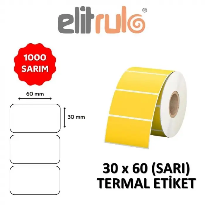 Barkod Etiketi 30x60 Termal Sarı, 1000 Adet