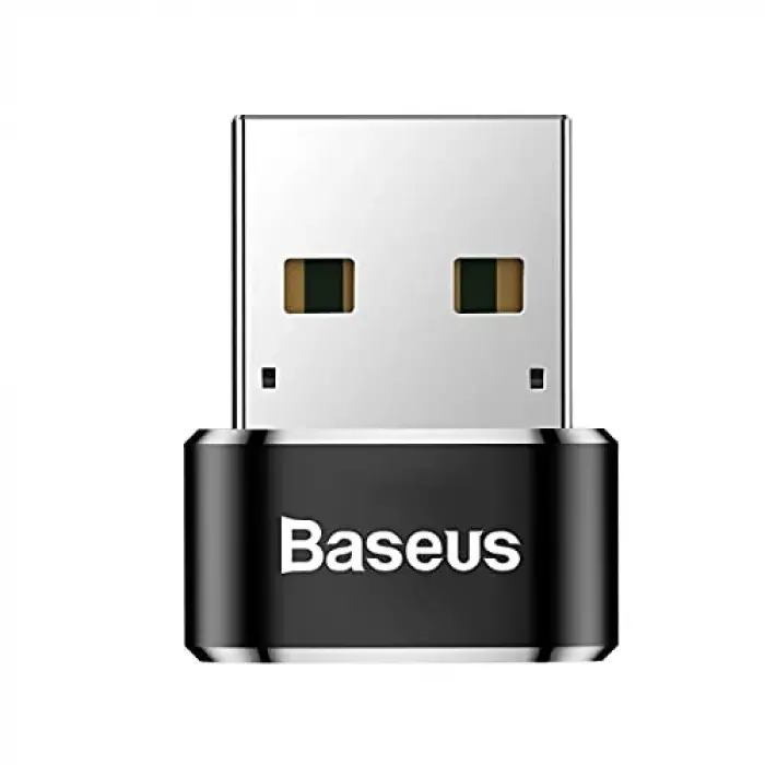 Baseus, Bilgisayar/Telefon Mini Hub Adaptörü, Siyah, 3A, Giriş: USB Type A 2.0, Çıkış: USB Type C,Seyahat Boy, Hafif