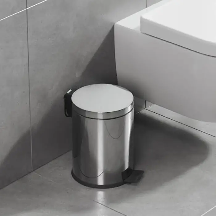 Basic Çöp Kovası - Pedallı 5 L, Parlak Krom Paslanmaz
