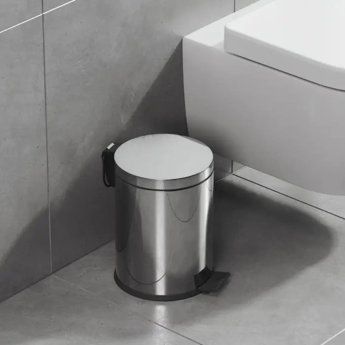 Basic Çöp Kovası - Pedallı 5 L, Parlak Krom Paslanmaz