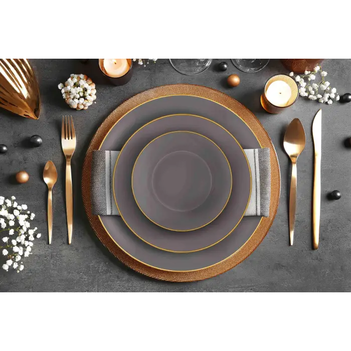 Basic Yemek Tabağı 6 Lı Set Gri - 20cm