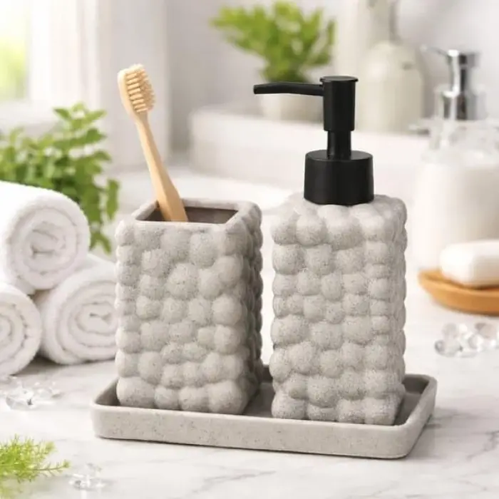 Bath 2li Stantlı Banyo Aksesuar Seti - Gri