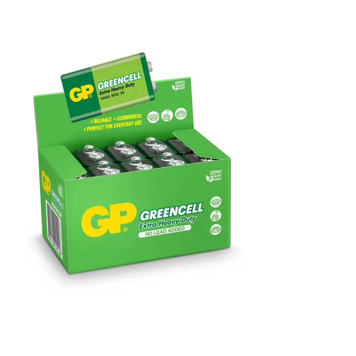 Batteries Gp1604G Greencell 6F22/1222/9V Pil, 9 Volt, 10Lu Kutu