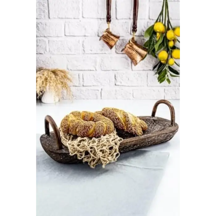 Bavola - Kulplu Tepsi Oval Küçük