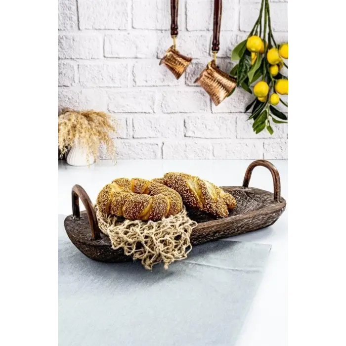Bavola - Kulplu Tepsi Oval Küçük
