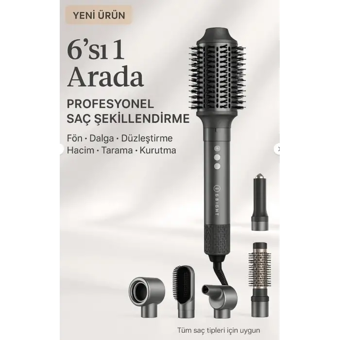 BE-5117 6 in 1 BLDC Saç Şekillendirici Set Antrasit