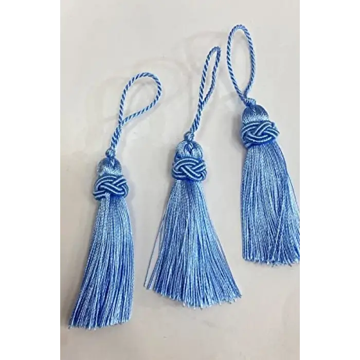 Bebe Mavi Topuzlu Püskül 1 Adet Boy 7 Cm