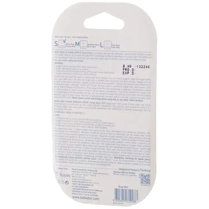 Bebedor 331 Biberon Emziği (Şeffaf)