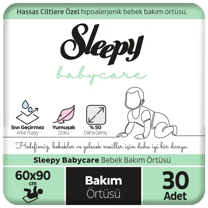 Bebek Bakım Örtüsü 60x90 cm, 3x10 Toplam 30 Adet