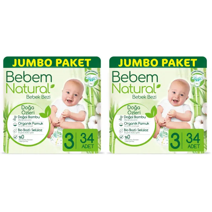 Bebek Bezi 3 Beden Midi 34 Adet 2li set