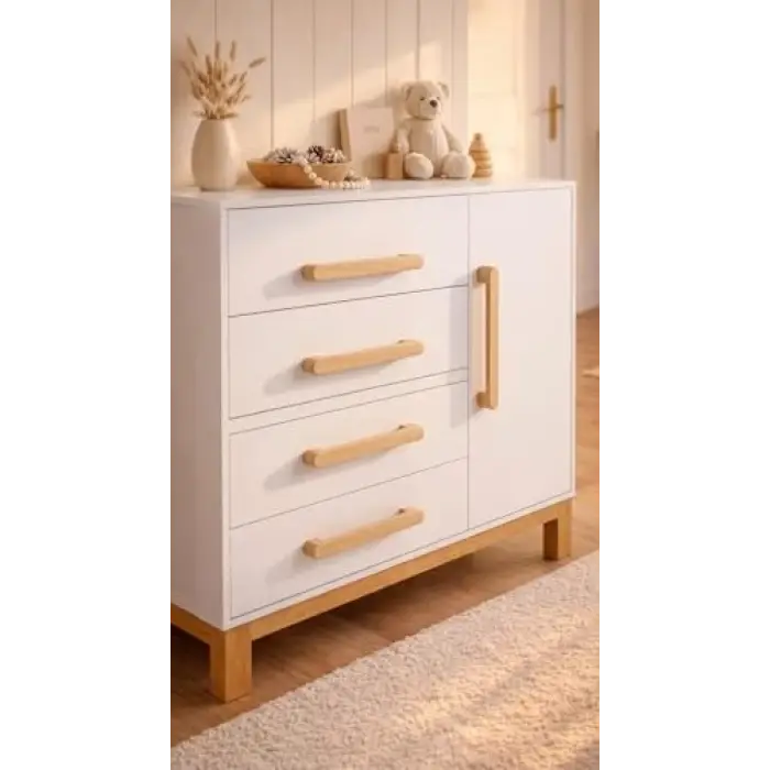 Bej Ahşap Dolap Kulpu, 128 mm, Çift Delikli