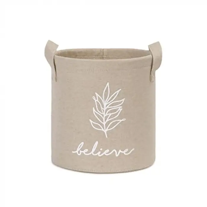 Bej Believe Baskılı Sepet //20x20