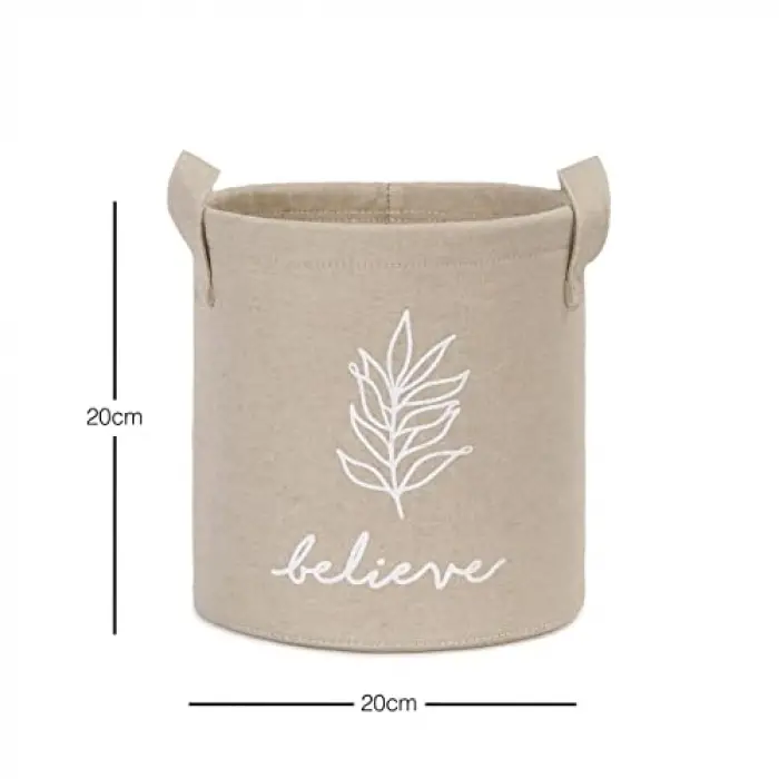 Bej Believe Baskılı Sepet //20x20